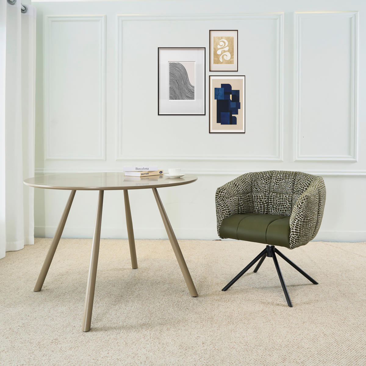 ARMLEHNSTUHL  Sitzfläche 360° drehbar Webstoff, Mikrofaser  - Schwarz/Grün, Design, Textil/Metall (67/80/65cm) - Novel