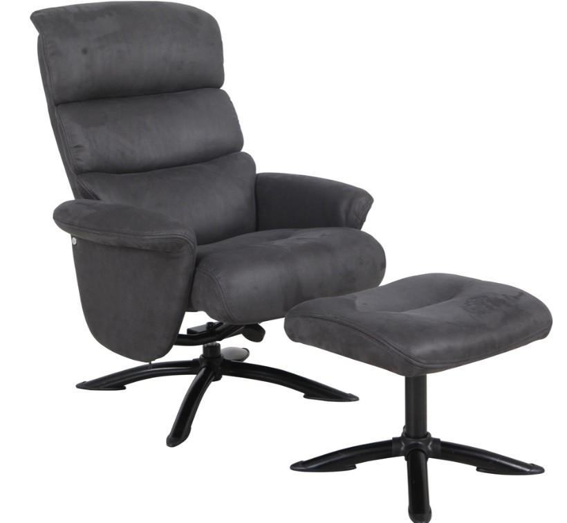 FÅTÖLJ MED FOTPALL i trä, metall, textil grå  - grå, Klassisk, metall/trä (53/73/49cm) - Best Price