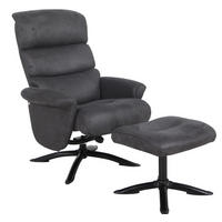FÅTÖLJ MED FOTPALL i trä, metall, textil grå  - grå, Klassisk, metall/trä (53/73/49cm) - Best Price