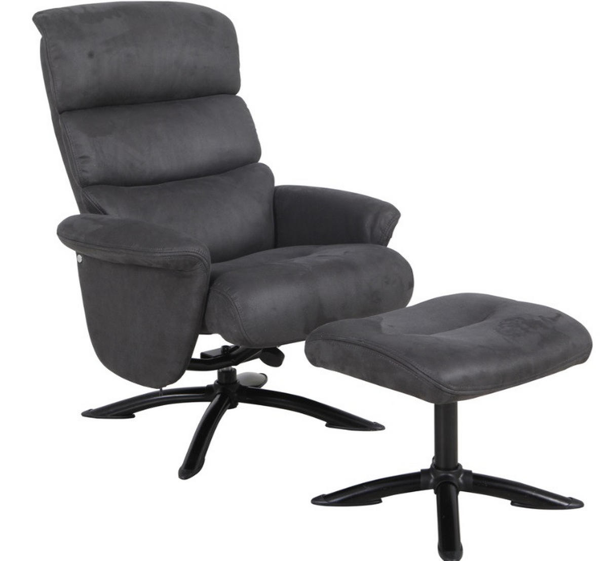 FÅTÖLJ MED FOTPALL i trä, metall, textil grå  - grå, Klassisk, metall/trä (53/73/49cm) - Best Price