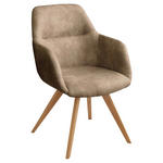 ARMLEHNSTUHL  Typenauswahl, Gestellauswahl Flachgewebe  - Eichefarben/Beige, Design, Holz/Textil (57/85,5/65cm) - Voleo