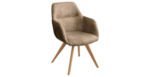 ARMLEHNSTUHL  Typenauswahl, Gestellauswahl Flachgewebe  - Eichefarben/Beige, Design, Holz/Textil (57/85,5/65cm) - Voleo