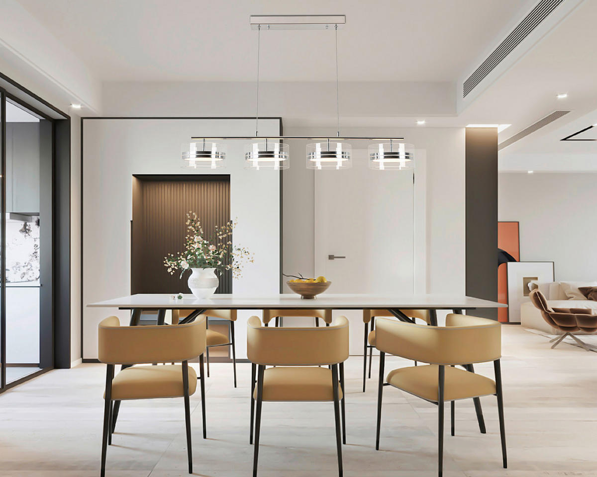 LED-HÄNGELEUCHTE Luca 93/18/120 cm   - Chromfarben, Design, Glas/Kunststoff (93/18/120cm) - Novel