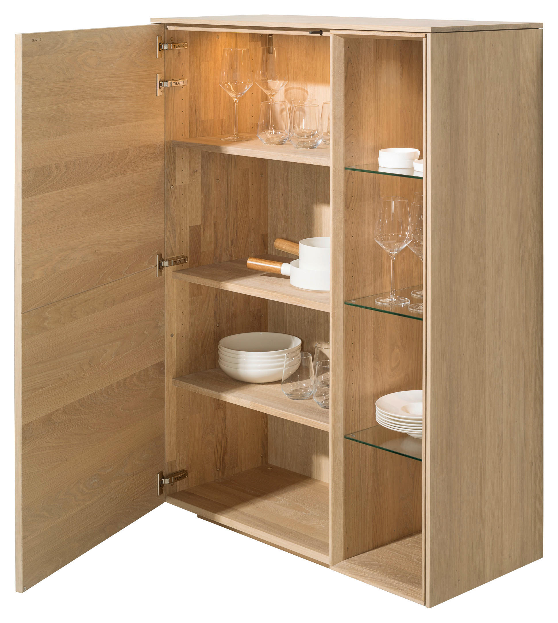 HIGHBOARD Eichefarben  97,8/134,2/41,9 cm  - Eichefarben, Design, Glas/Holz (97,8/134,2/41,9cm) - Team 7