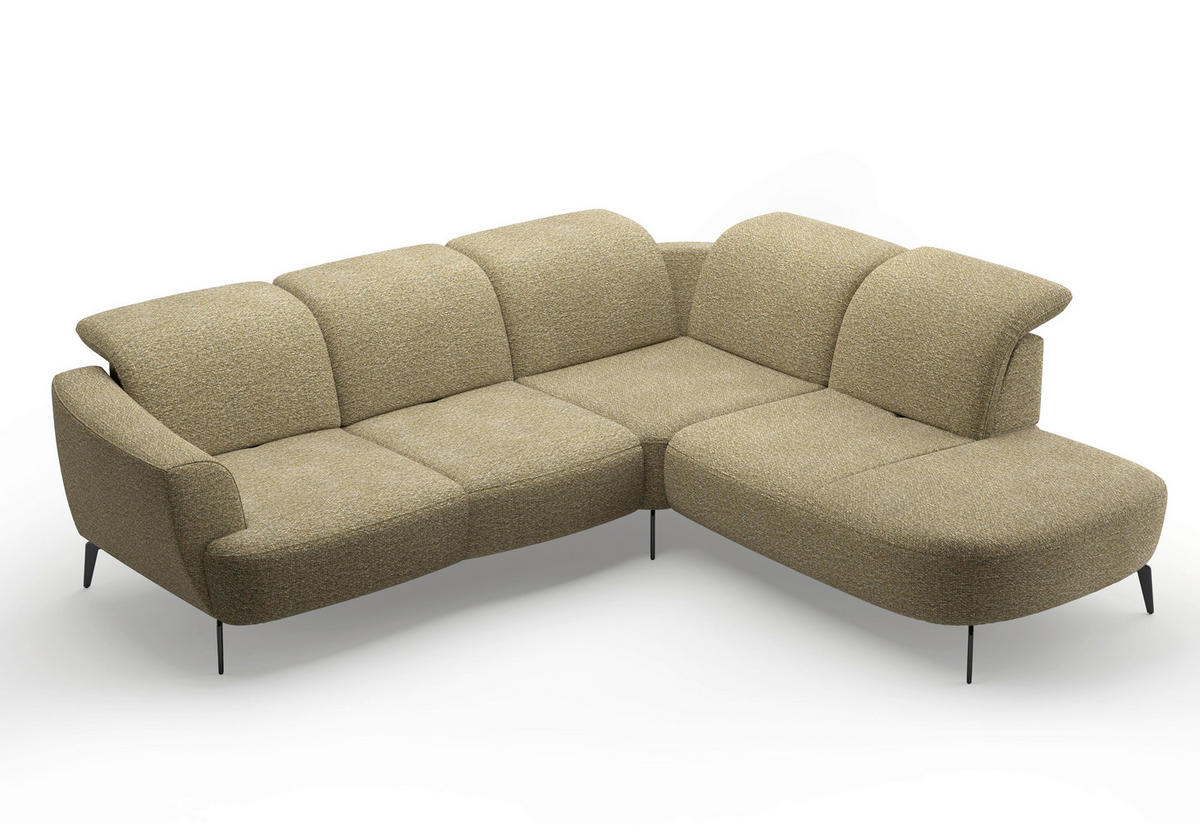 ECKSOFA in Chenille Olivgrün  300/267 cm  - Schwarz/Olivgrün, KONVENTIONELL, Textil/Metall (300/267cm) - Sit & More