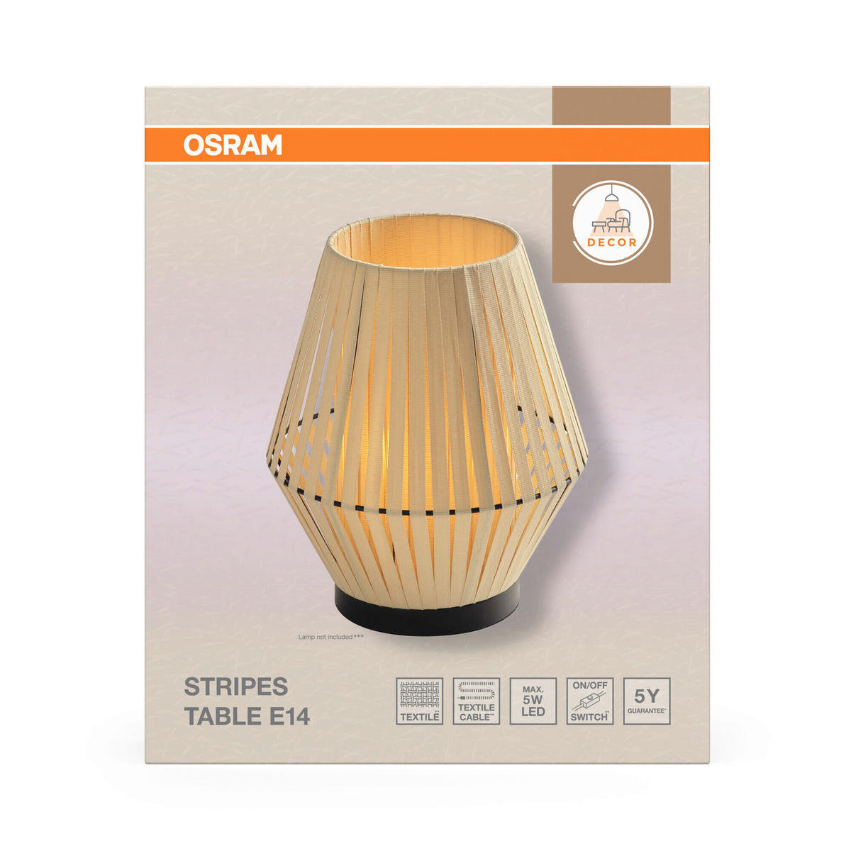 TISCHLEUCHTE 20,5/24,5 cm   - Beige, Basics, Textil/Metall (20,5/24,5cm) - Osram