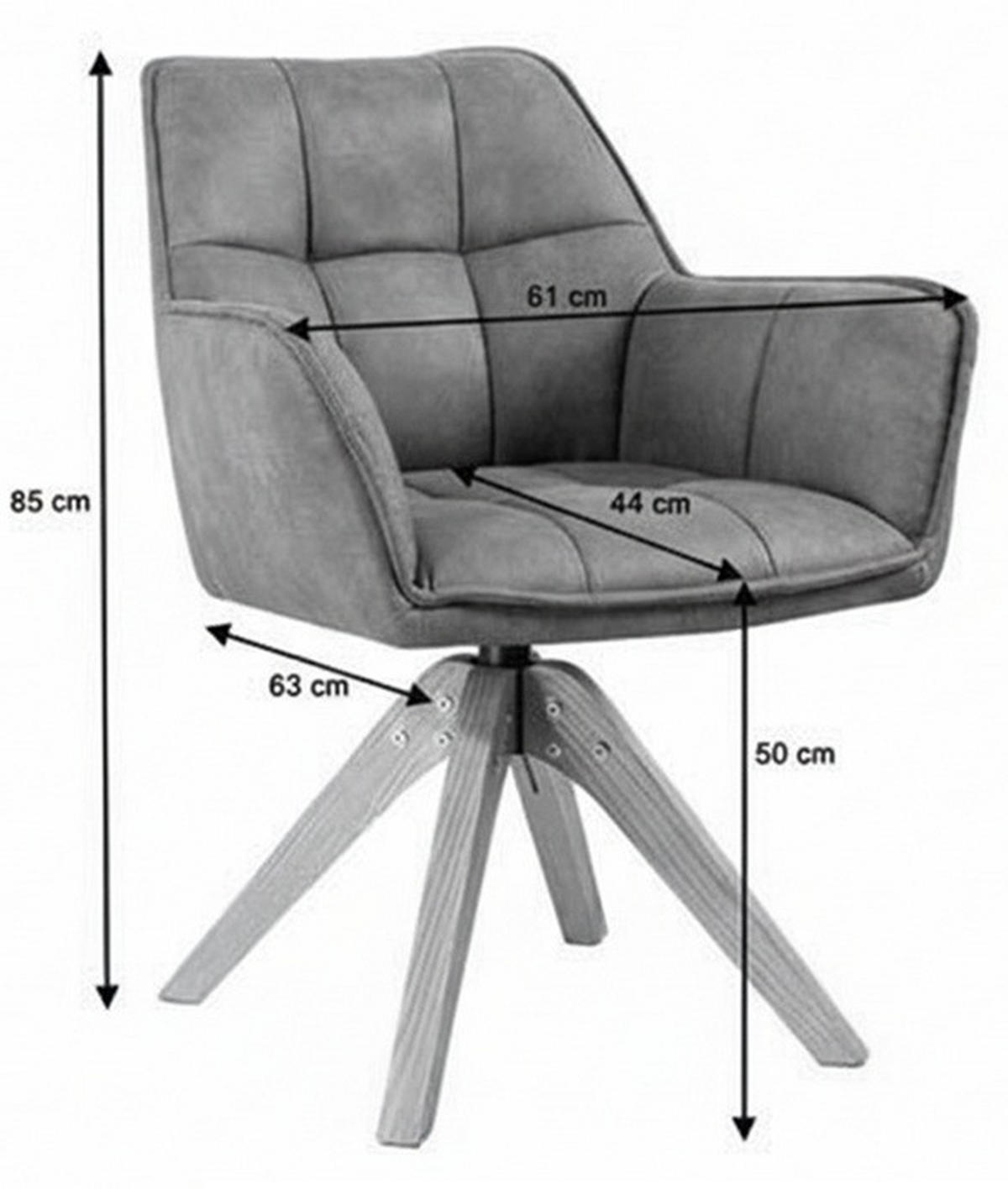 ARMLEHNSTUHL  Sitzfläche 360° drehbar, inklusive Armlehnen Webstoff  - Eichefarben/Beige, Basics, Holz/Textil (61/85/63cm) - MID.YOU