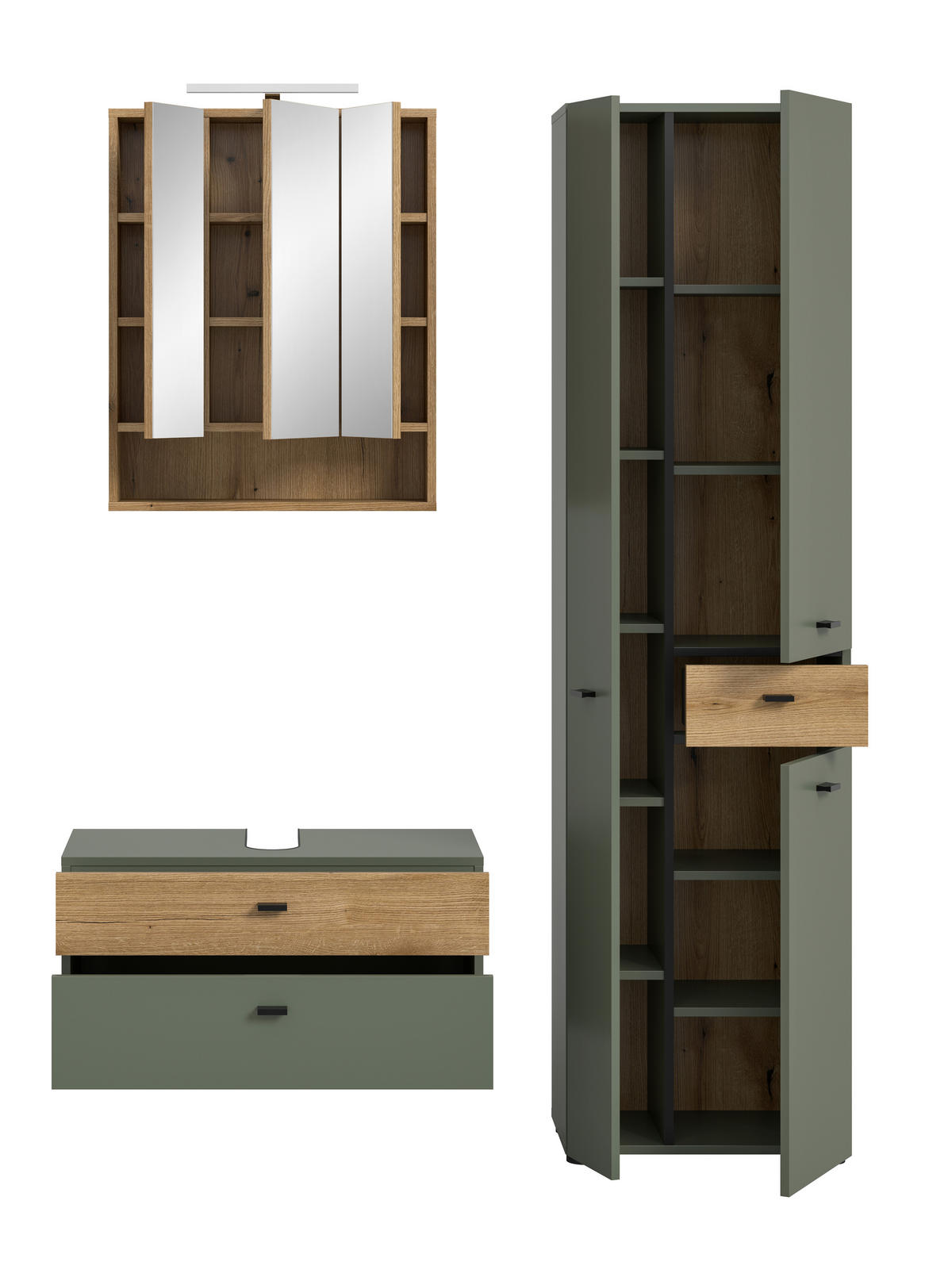 BADRUM 126 cm  - grön/svart, Trend, trämaterial/glas (126cm) - MID.YOU