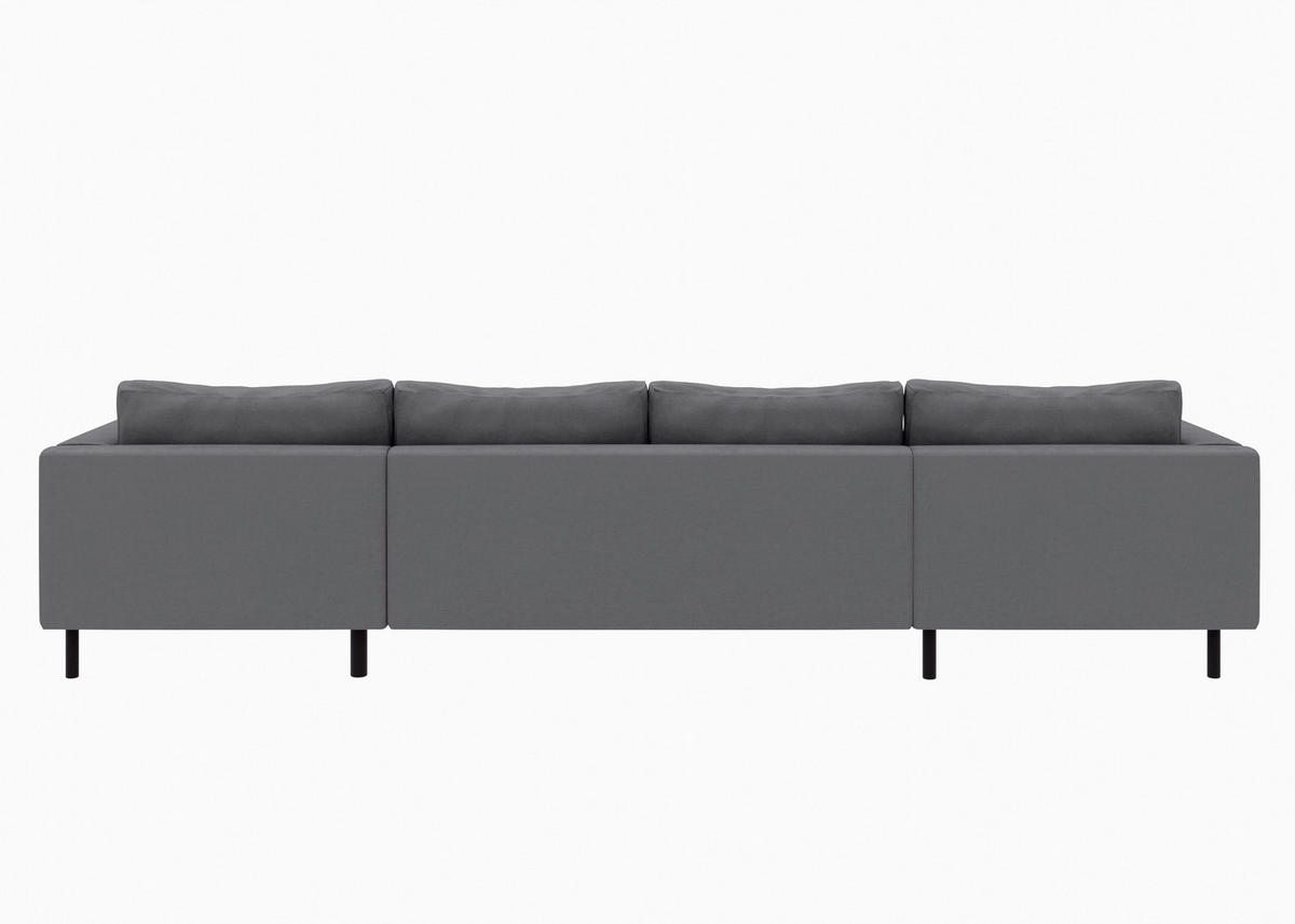 WOHNLANDSCHAFT Anthrazit Struktur  - Anthrazit/Schwarz, MODERN, Textil/Metall (161/306/161cm) - Trendmanufaktur