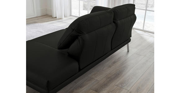 RÉCAMIERE in Echtleder Schwarz - Chromfarben/Schwarz, Design, Leder/Metall (209/85-109/95-16cm) - Dieter Knoll