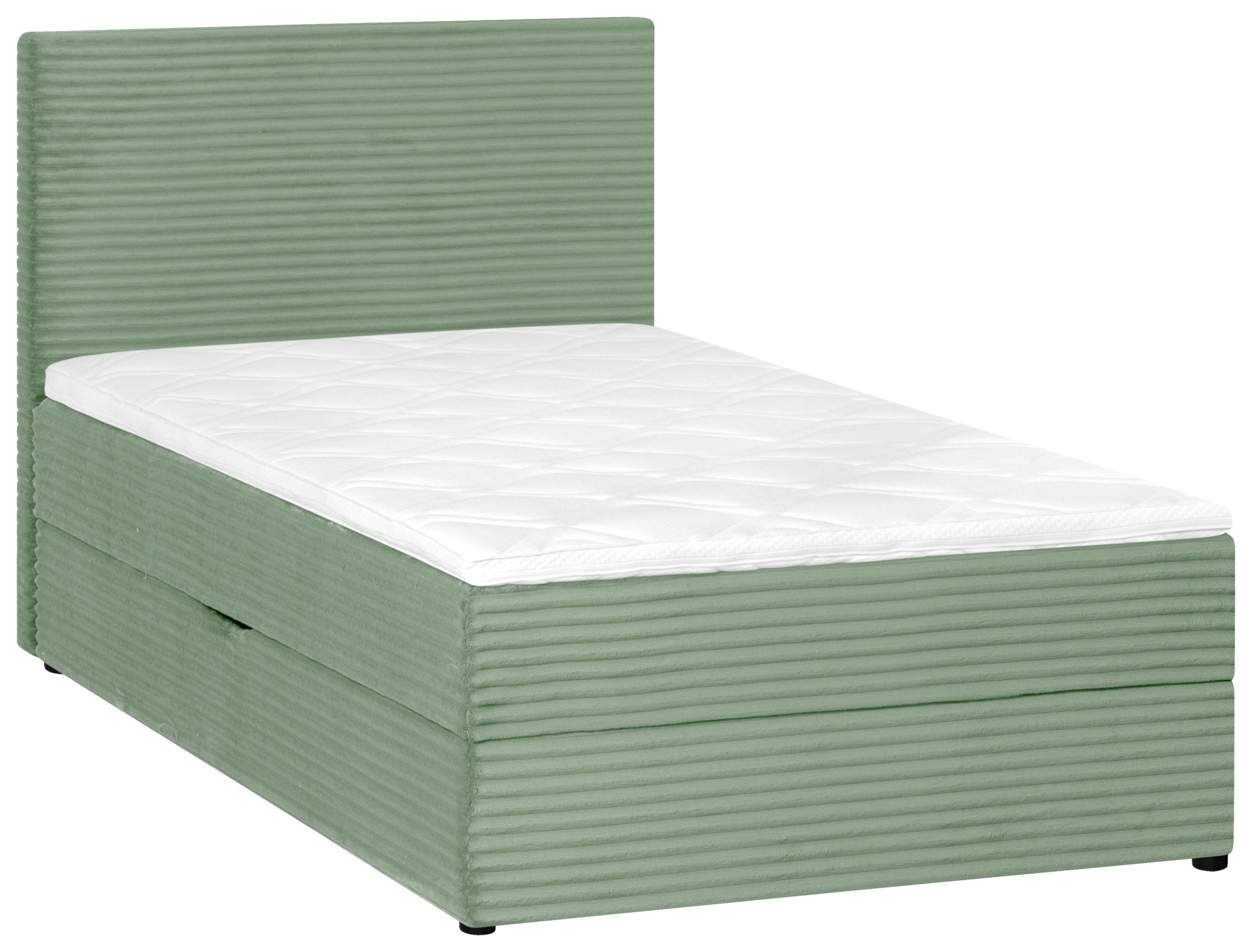 BOXBETT 120/200 cm,  in Olivgrün, Matratze, Bettkasten, Topper, H3 = fest  - Schwarz/Olivgrün, Trend, Kunststoff/Textil (120/200cm) - Boxxx