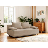 SCHLAFSOFA LUMOS Samt Braun  inkl. Rückenkissen, Armlehnenkissen, Schlaffunktion, Rücken echt, Stauraum  - Naturfarben/Braun, Design, Textil (206/96/96cm) - P & B