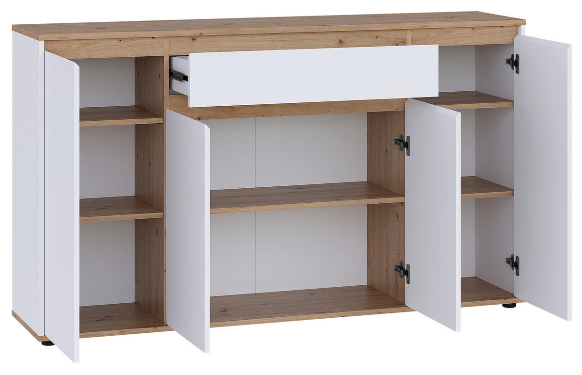 SIDEBOARD  160/93/38 cm 1 Schublade(n)  - Weiß/Eiche Artisan, MODERN, Holzwerkstoff (160/93/38cm) - Carryhome