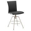 BARHOCKER Echtleder Schwarz, Edelstahlfarben Lederauswahl, Stoffauswahl, Typenauswahl, automatische Rückholfunktion  - Edelstahlfarben/Schwarz, Design, Leder/Metall (52/107/58cm) - Musterring