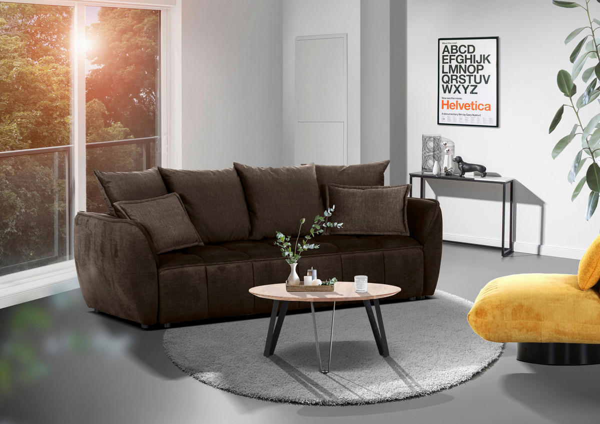 BÄDDSOFFA i flatväv mörkbrun  - svart/mörkbrun, Klassisk, textil/plast (250/70/118cm) - MID.YOU