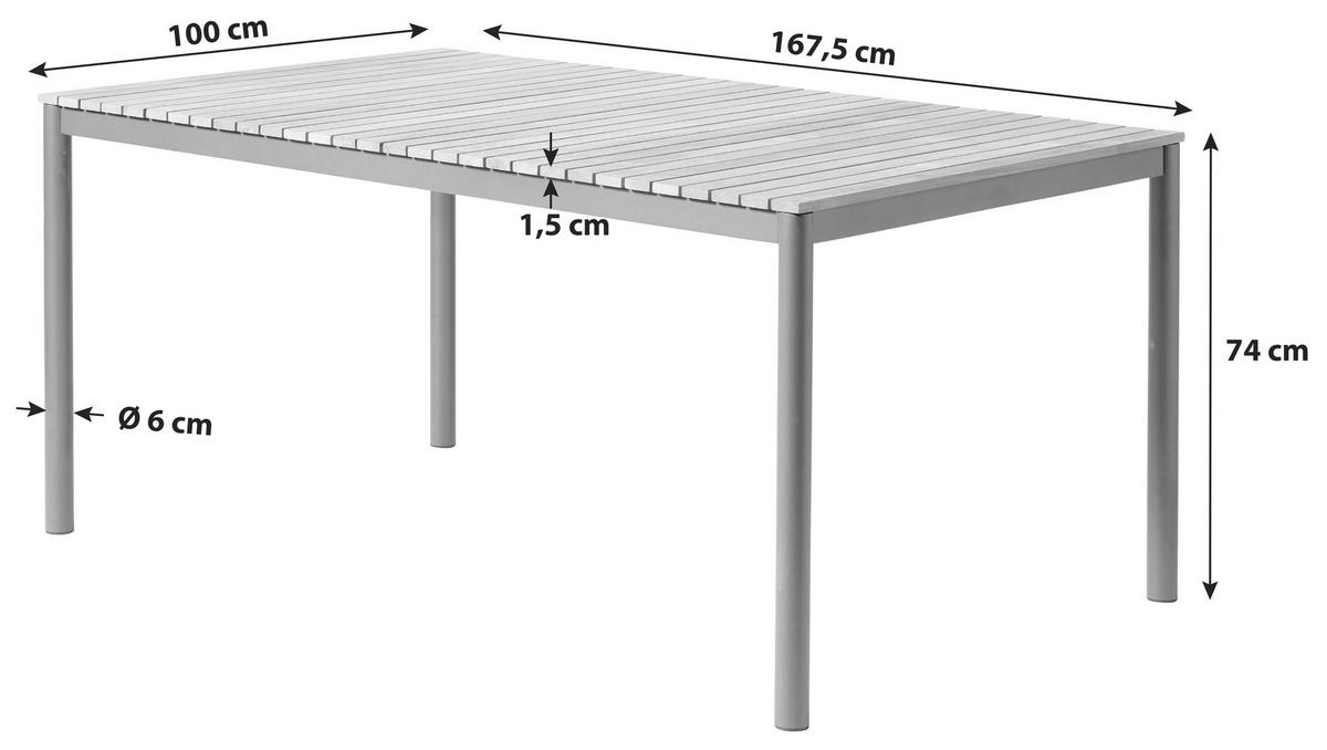 GARTENTISCHGRUPPE Teakholzvollmassiv  - Anthrazit/Schwarz, Natur, Holz/Kunststoff (60/84/56cm) - Gardenson