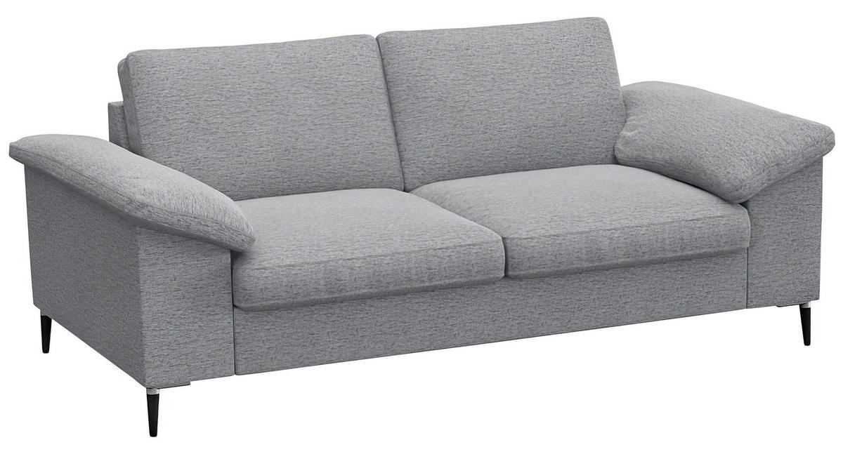 2-SITZER-SOFA Flachgewebe Hellgrau  - Hellgrau/Schwarz, Design, Textil/Metall (176/84,5/92cm) - Livetastic