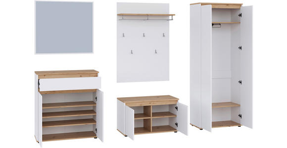 GARDEROBE  in 263,5/193/41,4 cm  - Weiß/Eiche Artisan, MODERN, Holzwerkstoff (263,5/193/41,4cm) - Carryhome