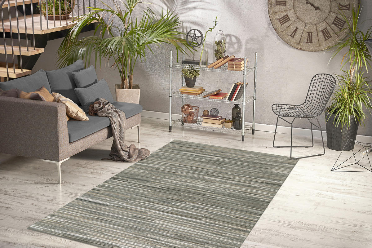 FLACHWEBETEPPICH  Wohnzimmer 170/240 cm Hellgrau rechteckig  - Hellgrau, Basics, Leder/Textil (170/240cm) - Kayoom