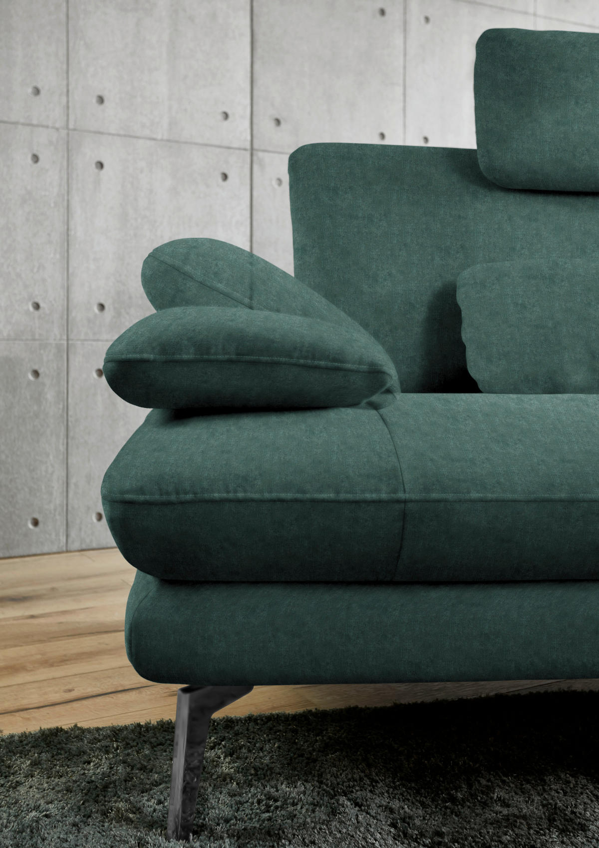 ECKSOFA in Velours Blau, Grün  284/184 cm  - Blau/Schwarz, Design, Textil/Metall (284/184cm) - Dieter Knoll