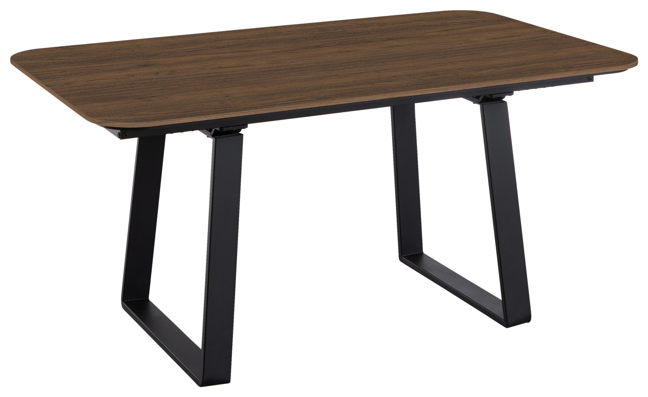 ESSTISCH Schwarz, Nussbaumfarben  - Nussbaumfarben/Schwarz, Basics, Holzwerkstoff/Metall (160/95/76cm) - Celina Home