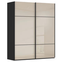 SCHWEBETÜRENSCHRANK Champagner, Schwarz  - Champagner/Schwarz, Konventionell, Glas/Holzwerkstoff (201/223/67cm) - Novel