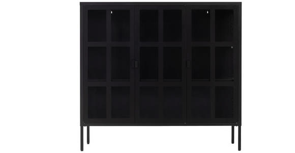 VITRINE in Schwarz - Schwarz, Design, Glas/Metall (120/110/35cm) - Xora