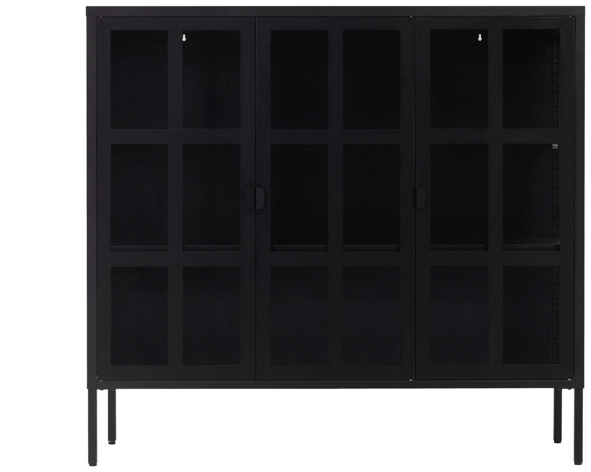 VITRINE in Schwarz  - Schwarz, Design, Glas/Metall (120/110/35cm) - Xora
