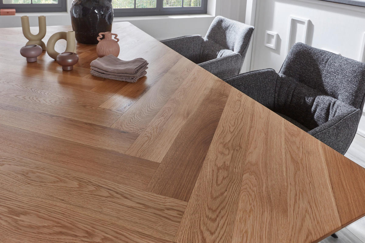 ESSTISCH in Holz 200/100/77 cm  - Eichefarben/Schwarz, Design, Holz/Metall (200/100/77cm) - Valdera