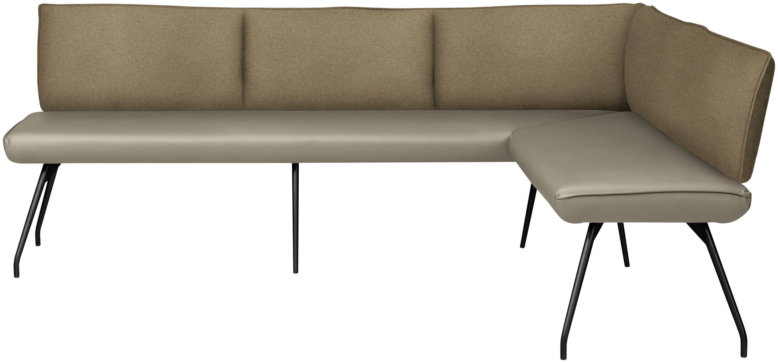 ECKBANK 225/165 cm  in Graubraun  - Graubraun/Schwarz, Design, Textil/Metall (225/165cm) - Moderano