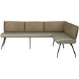 ECKBANK 225/165 cm  in Graubraun  - Graubraun/Schwarz, Design, Textil/Metall (225/165cm) - Moderano