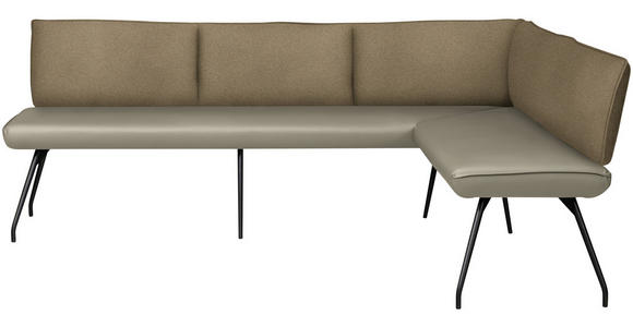 ECKBANK 225/165 cm  in Graubraun  - Graubraun/Schwarz, Design, Textil/Metall (225/165cm) - Moderano