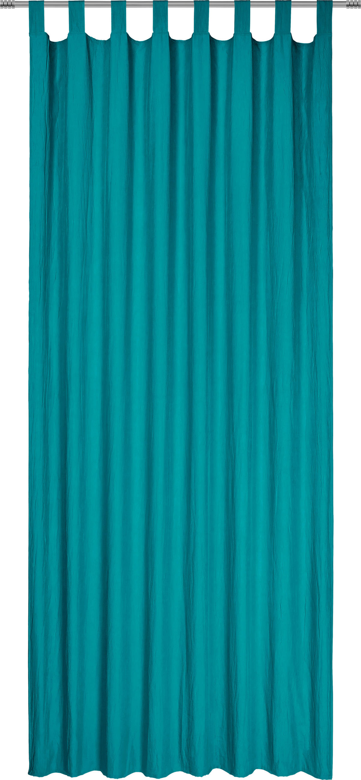 ZAVESA Z ZANKAMI POLO, TURKIZ  pol prosojno  135/245 cm   - turkizna, Konvencionalno, tekstil (135/245cm) - Boxxx