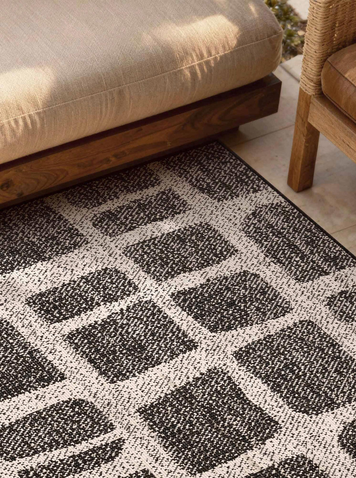 FLACHWEBETEPPICH 160/230 cm Haringey Schwarz, Weiß rechteckig  - Schwarz/Weiß, Design, Kunststoff (160/230cm)