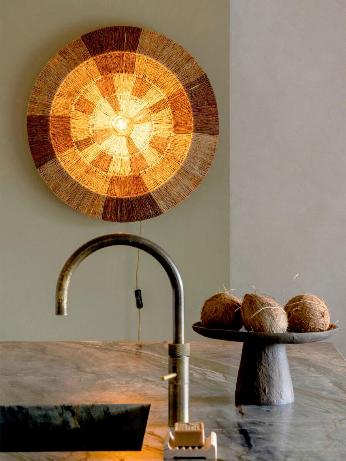 WANDLEUCHTE Good & Mojo 60/60 cm  - Hellbraun/Schwarz, Trend, Textil (60/60cm) - Good & Mojo