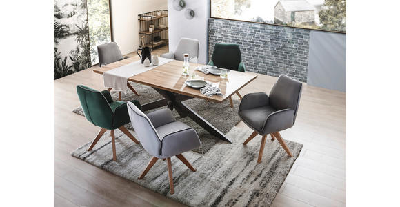 ESSTISCH Eichefarben rechteckig   - Eichefarben/Schwarz, Design, Holz/Metall (200/100/77cm) - Linea Natura