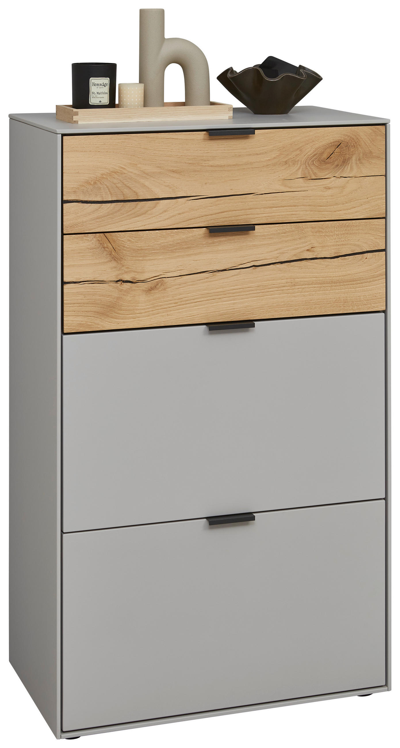 SCHUHSCHRANK Wildeiche furniert, massiv Eichefarben, Hellgrau  - Eichefarben/Hellgrau, Design, Holz/Holzwerkstoff (61,9/104,7/37,1cm) - Dieter Knoll