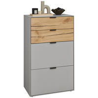 SCHUHSCHRANK Wildeiche furniert, massiv Eichefarben, Hellgrau  - Eichefarben/Hellgrau, Design, Holz/Holzwerkstoff (61,9/104,7/37,1cm) - Dieter Knoll