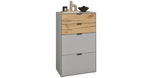 SCHUHSCHRANK Wildeiche furniert, massiv Eichefarben, Hellgrau - Eichefarben/Hellgrau, Design, Holz/Holzwerkstoff (61,9/104,7/37,1cm) - Dieter Knoll