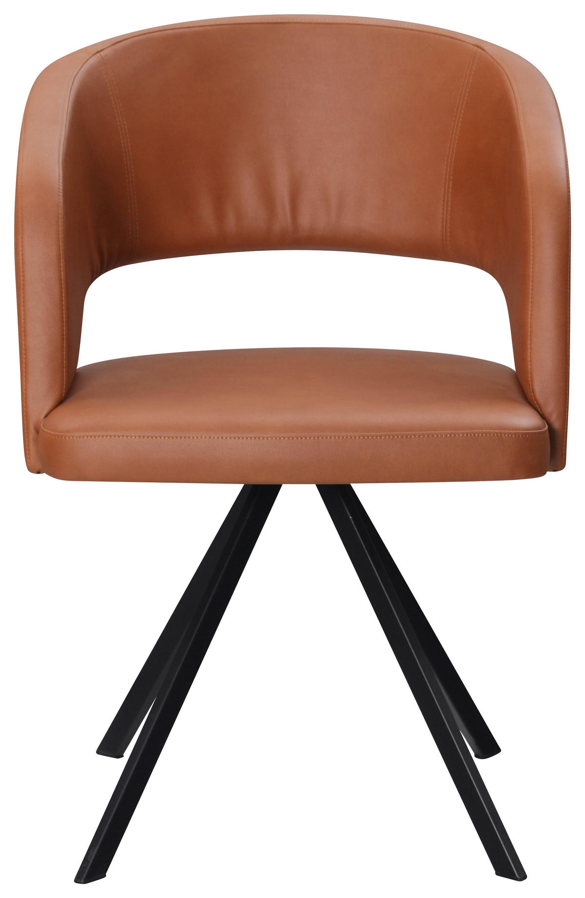 ARMLEHNSTUHL  in Stahl Lederlook (vegan)  - Cognac/Schwarz, KONVENTIONELL, Textil/Metall (56/84/59cm) - Moderano