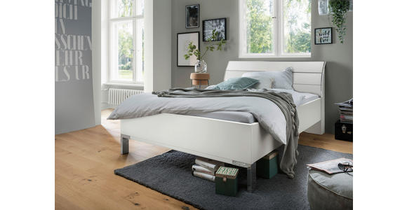 BETT 140/200 cm in Weiß - Chromfarben/Weiß, KONVENTIONELL, Holzwerkstoff/Metall (140/200cm) - Dieter Knoll