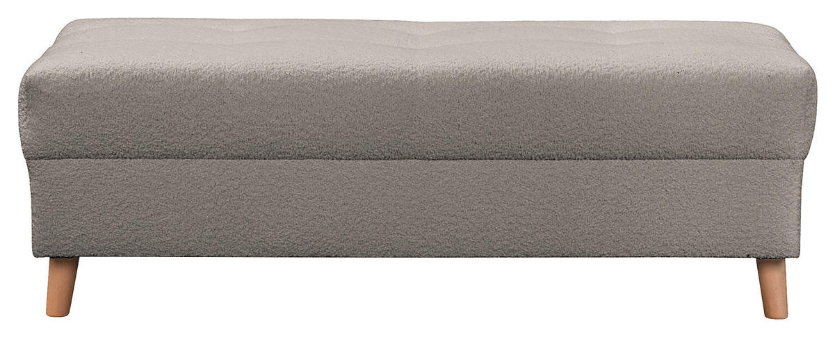 ECKSOFA inkl. Hocker Ariella in Bouclé Grau  231/161 cm  - Naturfarben/Grau, Design, Holz/Textil (231/161cm) - Livetastic