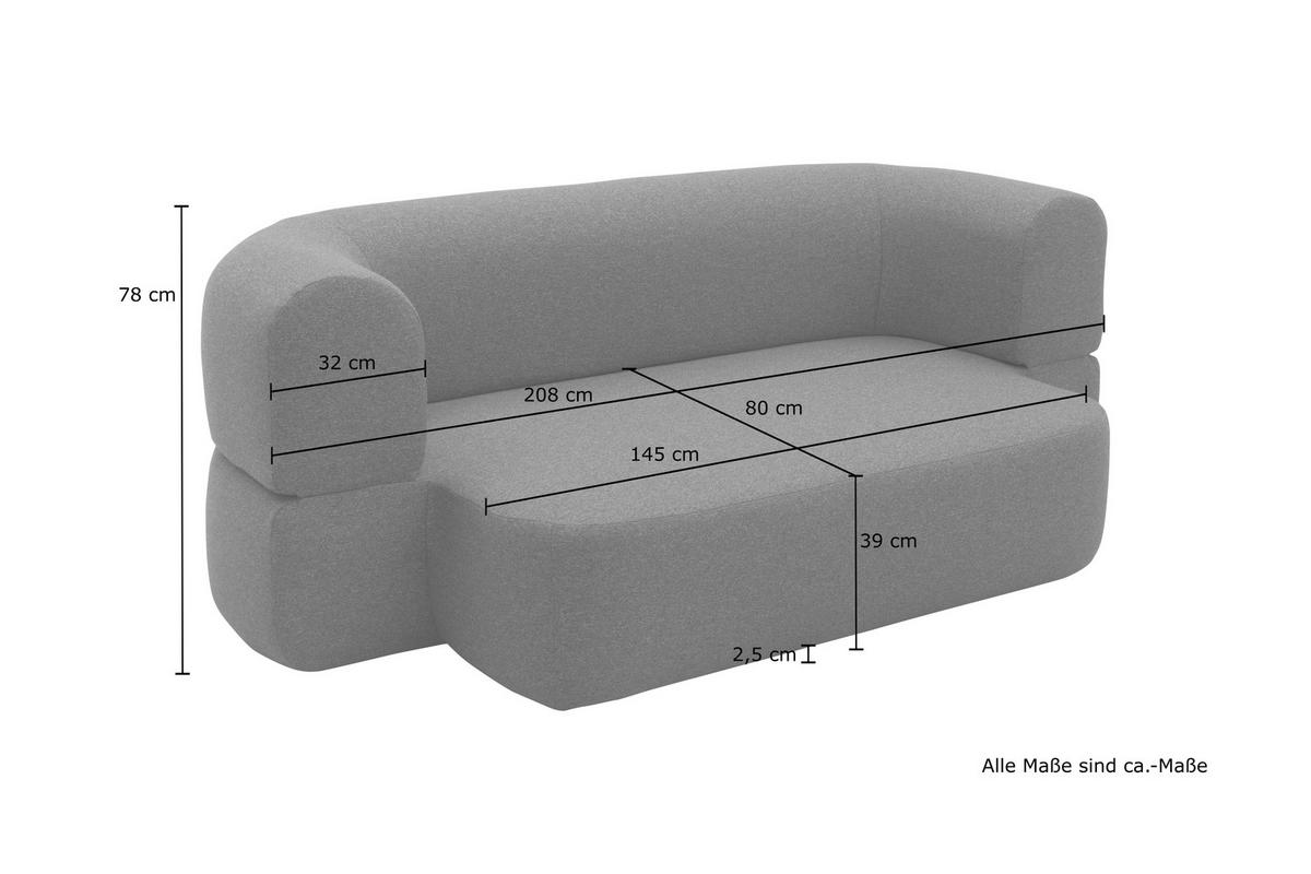 SCHLAFSOFA in Webstoff Dunkelgrau  - Dunkelgrau/Schwarz, Design, Kunststoff/Textil (208/78/115cm) - MID.YOU