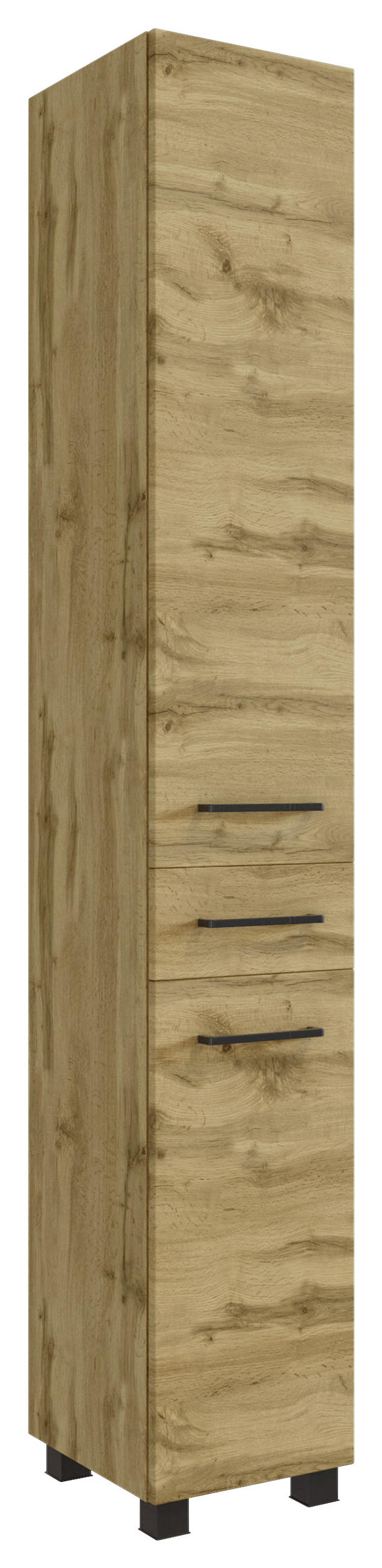 HOCHSCHRANK - Eichefarben/Schwarz, MODERN, Holzwerkstoff/Metall (30/180/35cm) - MID.YOU