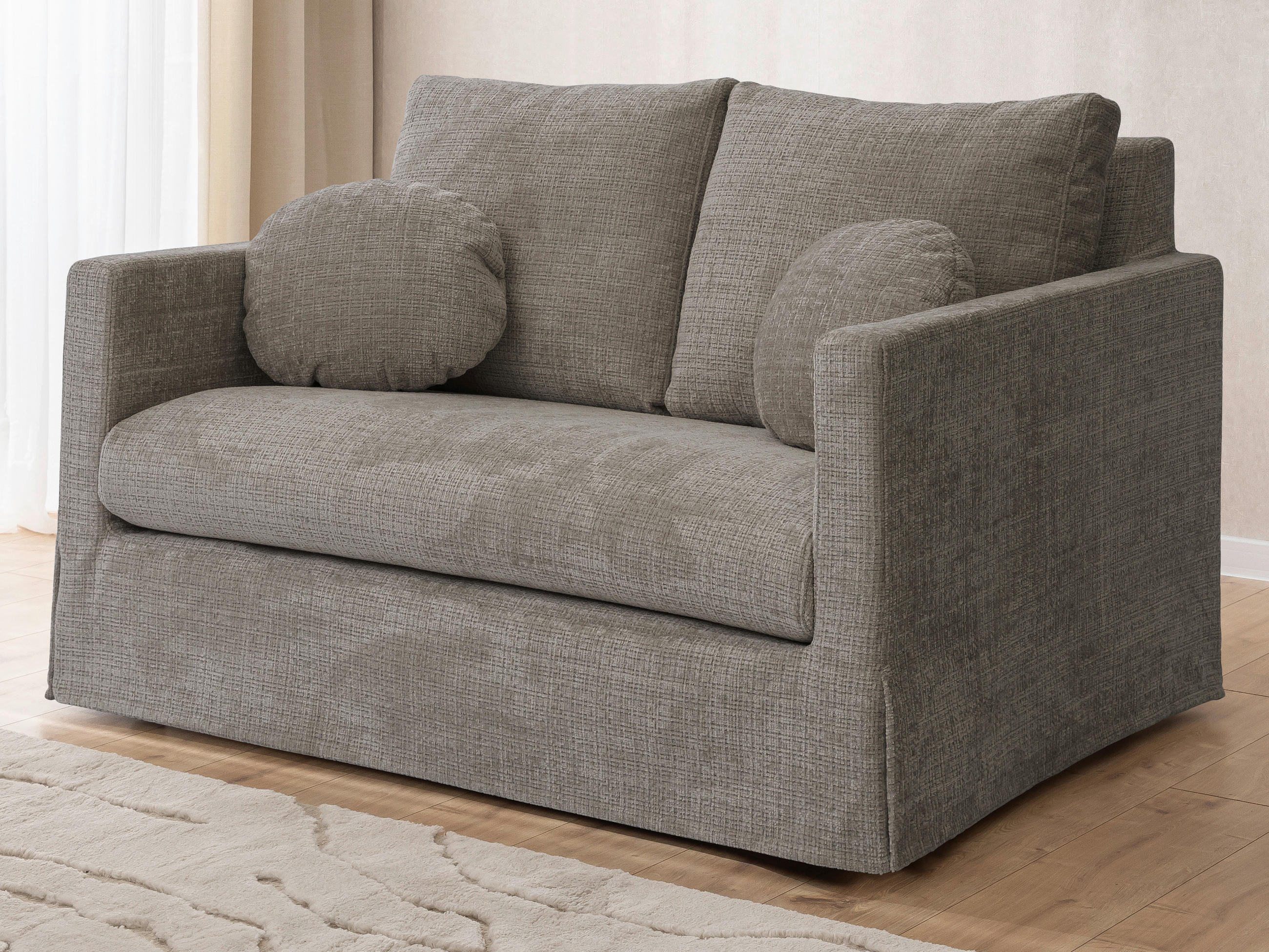 2-SITZER-SOFA PAPHOS in Chenille Braun  - Schwarz/Braun, Design, Kunststoff/Textil (140/89/95cm) - P & B