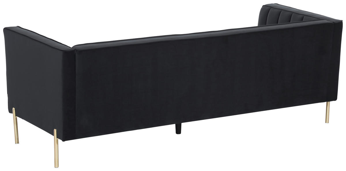 3-SITZER-SOFA Samt Schwarz  - Goldfarben/Schwarz, Design, Textil/Metall (204/75/85cm) - Livetastic