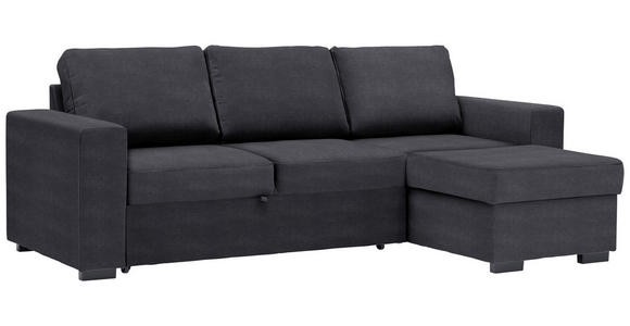 ECKSOFA in Velours Anthrazit  - Anthrazit/Schwarz, Design, Kunststoff/Textil (244/157cm) - Carryhome