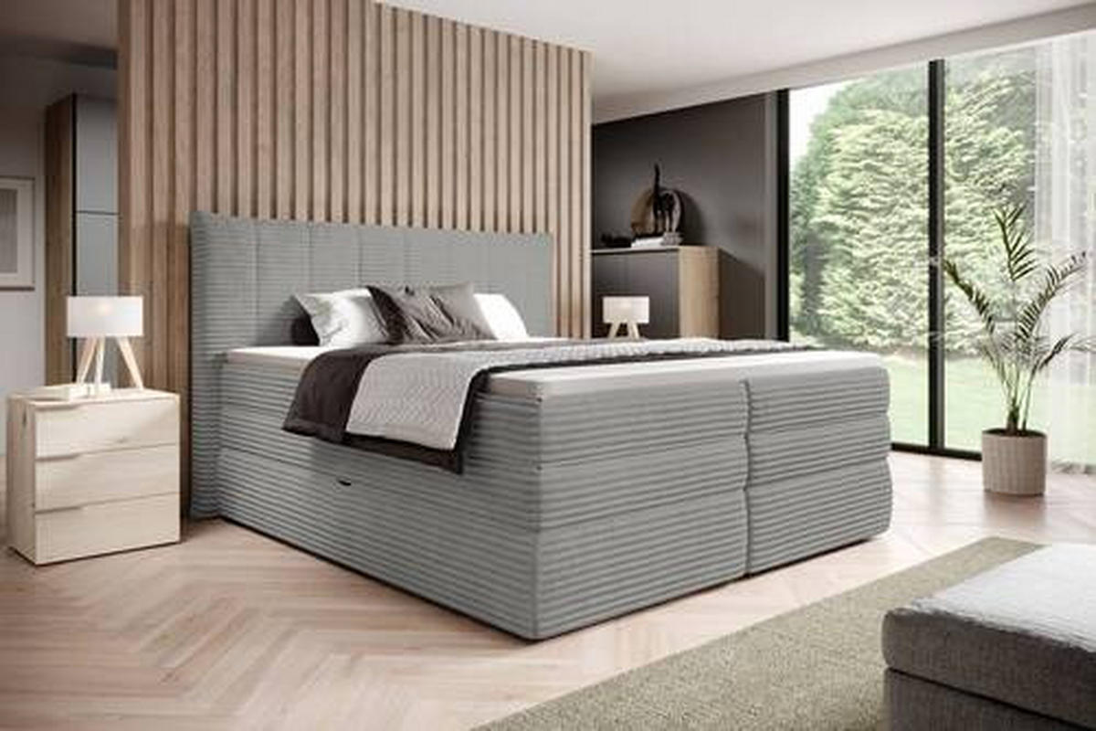 BOXSPRINGBETT 180/200 cm  in Grau  - Schwarz/Grau, Design, Kunststoff/Textil (180/200cm) - Esposa