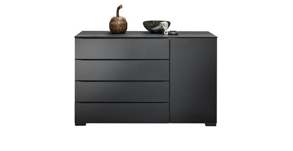 SIDEBOARD Eiche massiv Anthrazit, Schwarz, Eiche dunkel  - Eiche dunkel/Anthrazit, Design, Glas/Holz (120/77/40cm) - Dieter Knoll