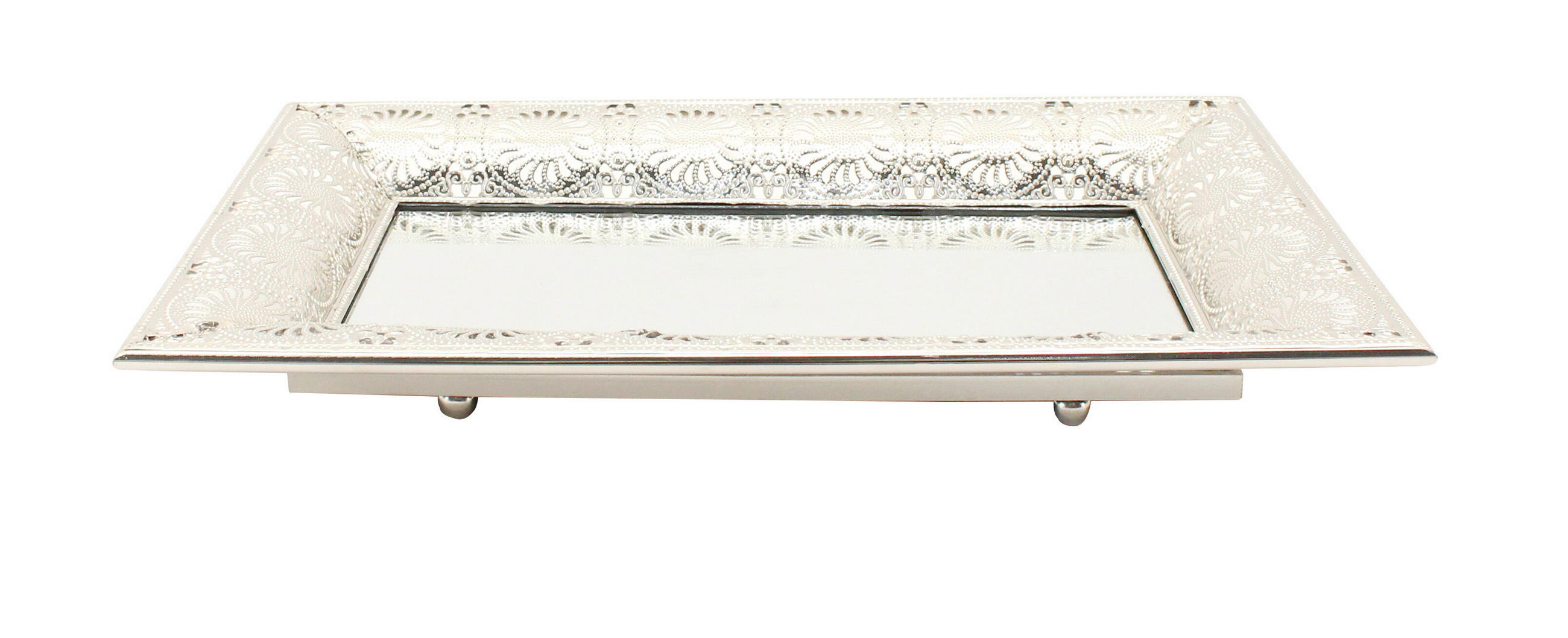 DEKORSKÅL    - silver, Klassisk, metall/glas (43,5/28/5,5cm) - Ambia Home